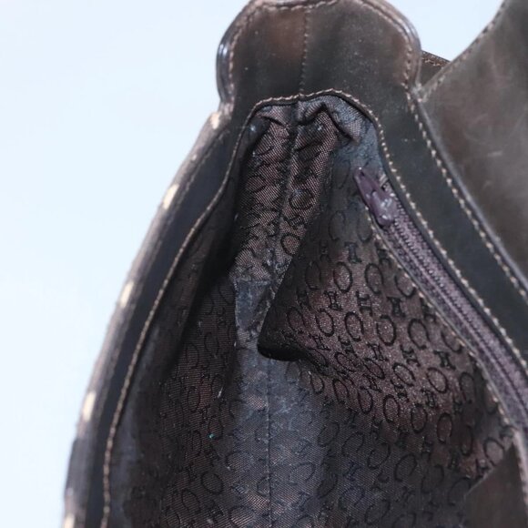 CELINE C Macadam Canvas Shoulder Bag Brown Gold - Picture 12 of 16